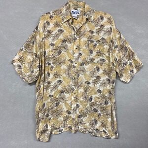 Sun Casuals Shirt Mens‎ L Button Up Palm Leaf Hawaiian Tropical Island Casual